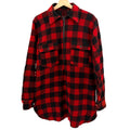 Vintage 60s 70s Red Buffalo Plaid Half-Zip 100% Wool Tunic Shirt