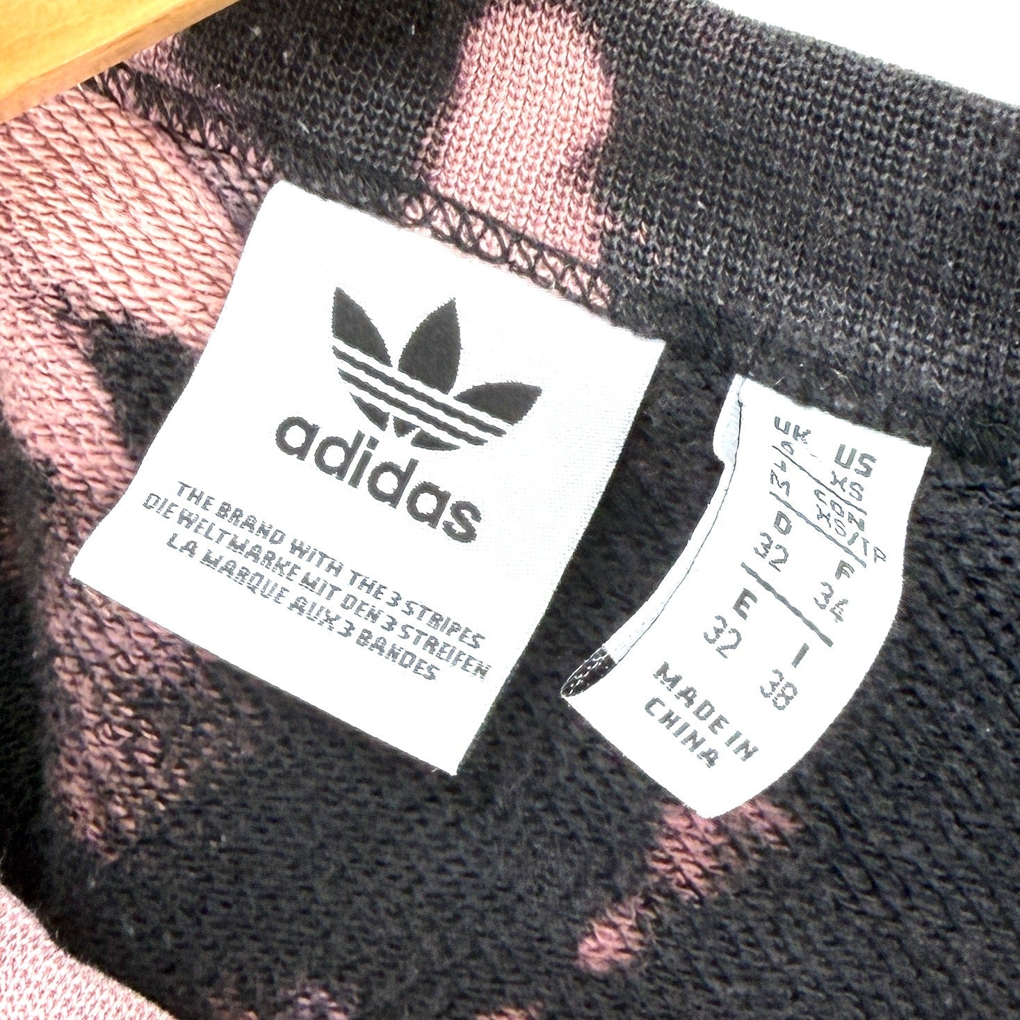 Adidas Black Pink Bleach Splatter Crop Sweatshirt