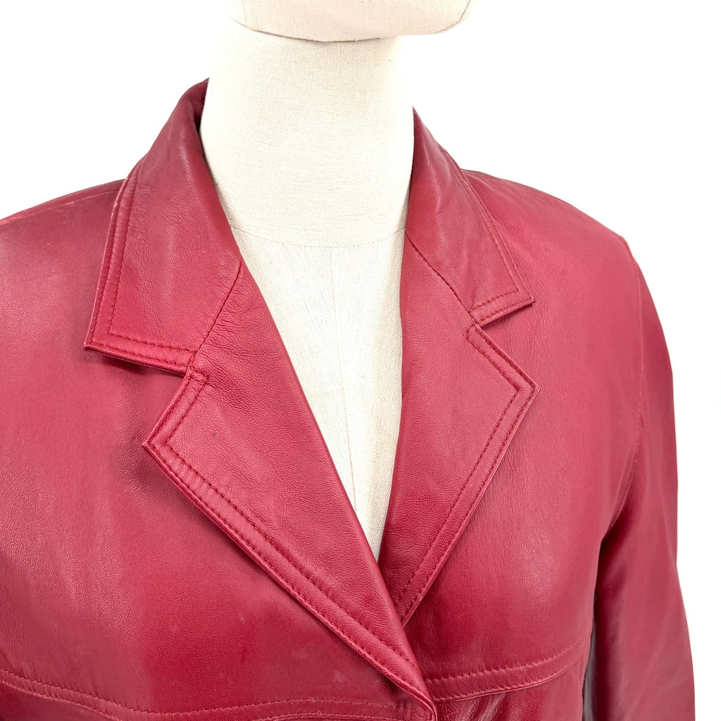 Vintage 90s Dream Wear Mel Polo Red Genuine Leather 3 Button Blazer Jacket