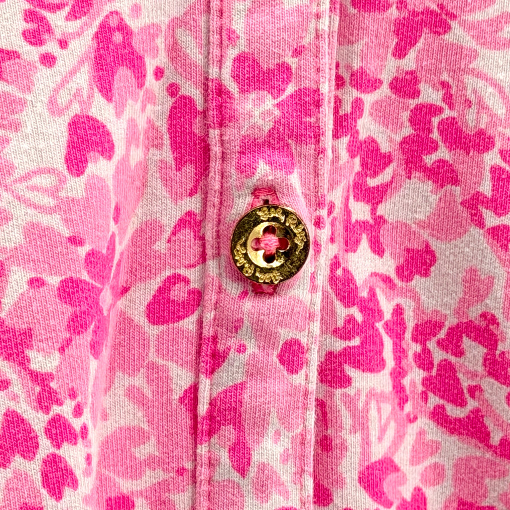 Lilly Pulitzer Pink Floral Heart Print Jersey Knit Romper