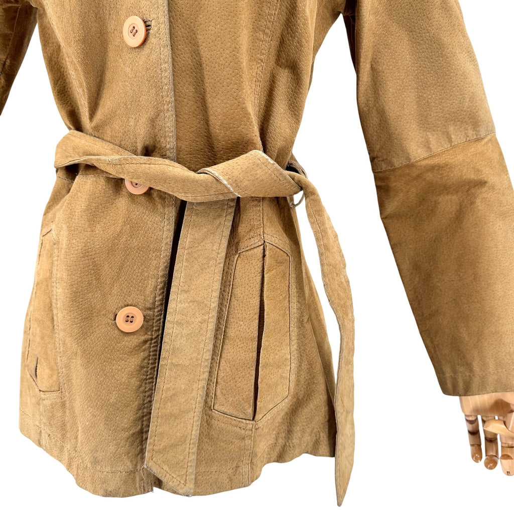 Vintage Y2K Dollhouse Tan Genuine Suede Belted Safari Jacket