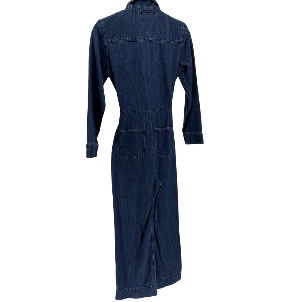 & Other Stories Dark Blue 100% Cotton Utility Tie Waist Boiler Suit