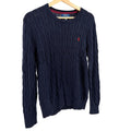 Polo Ralph Lauren Navy Blue 100% Cotton Classic Cable Knit Crewneck Sweater
