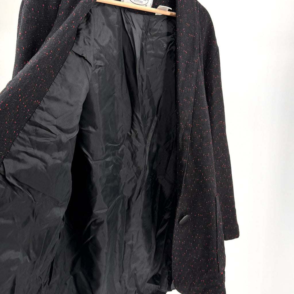 Vintage 80s Miss Selfridge Black Red Flecked Oversized Menswear Blazer Jacket