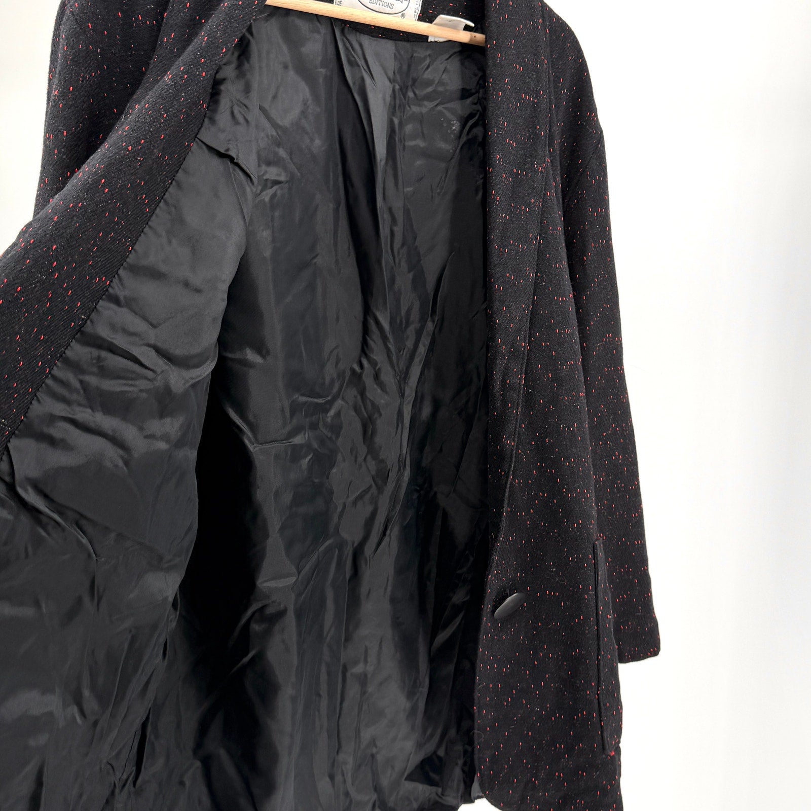 Vintage 80s Miss Selfridge Black Red Flecked Oversized Menswear Blazer Jacket