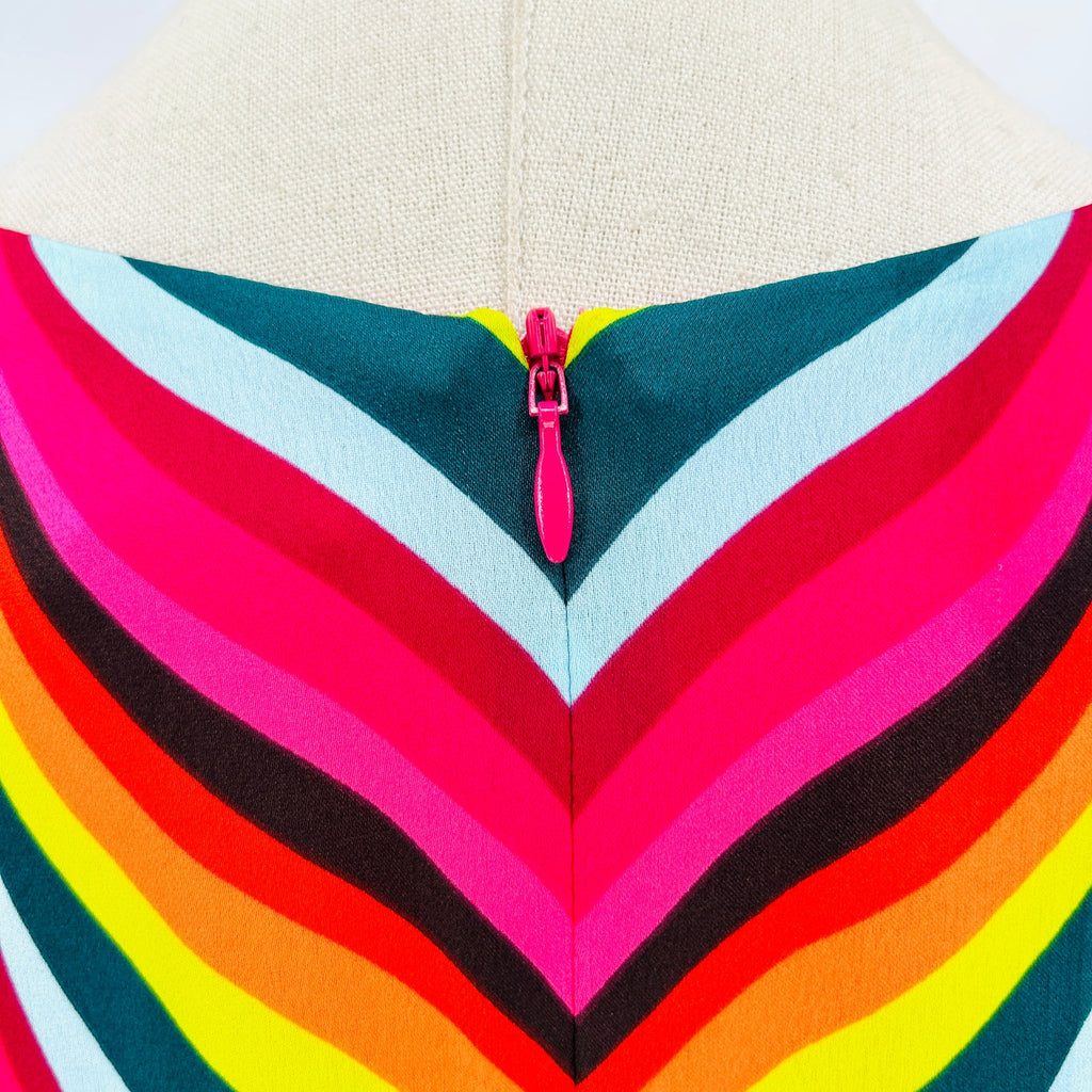 Trina Turk Pink Rainbow Multicolor Chevron Print Mini Dress