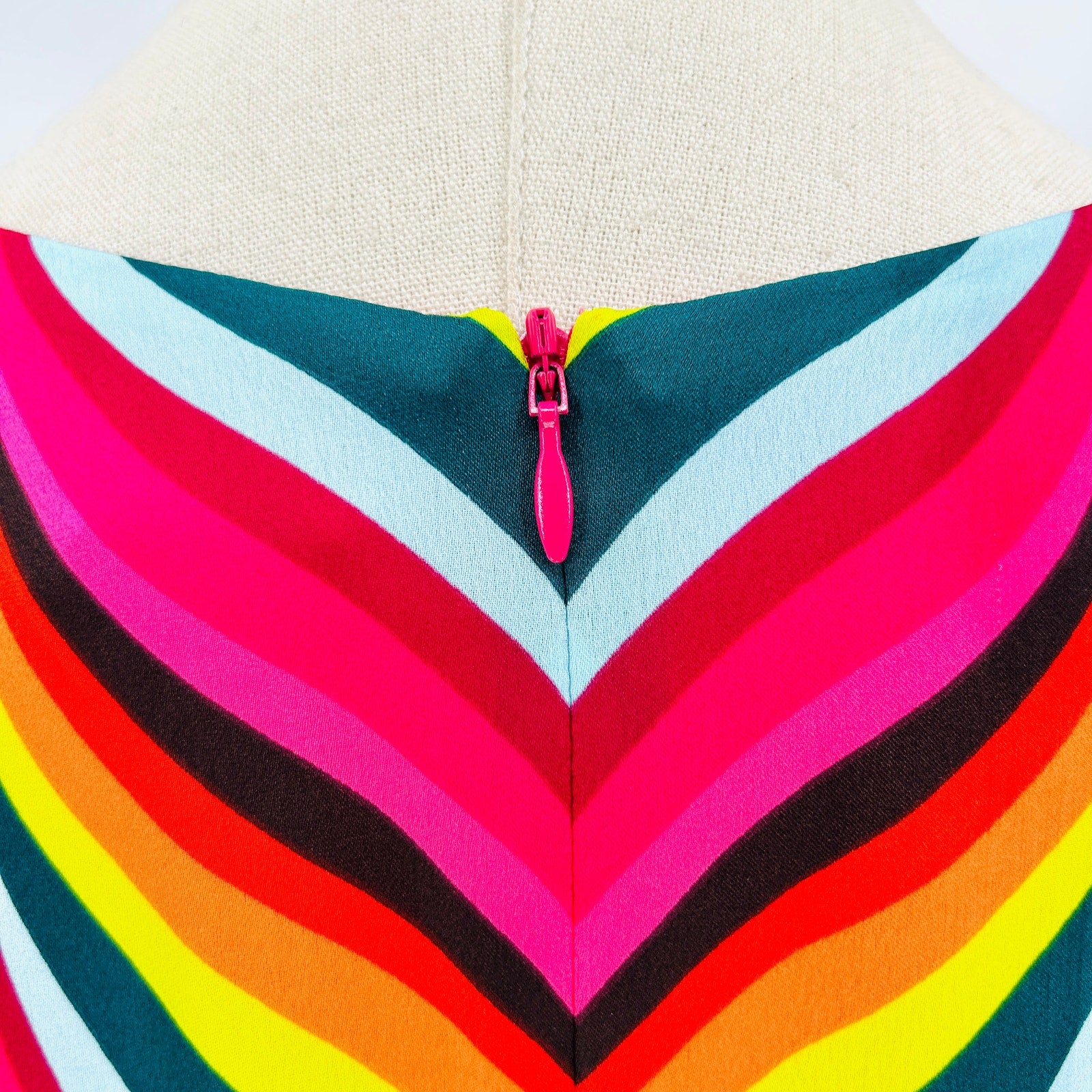 Trina Turk Pink Rainbow Multicolor Chevron Print Mini Dress