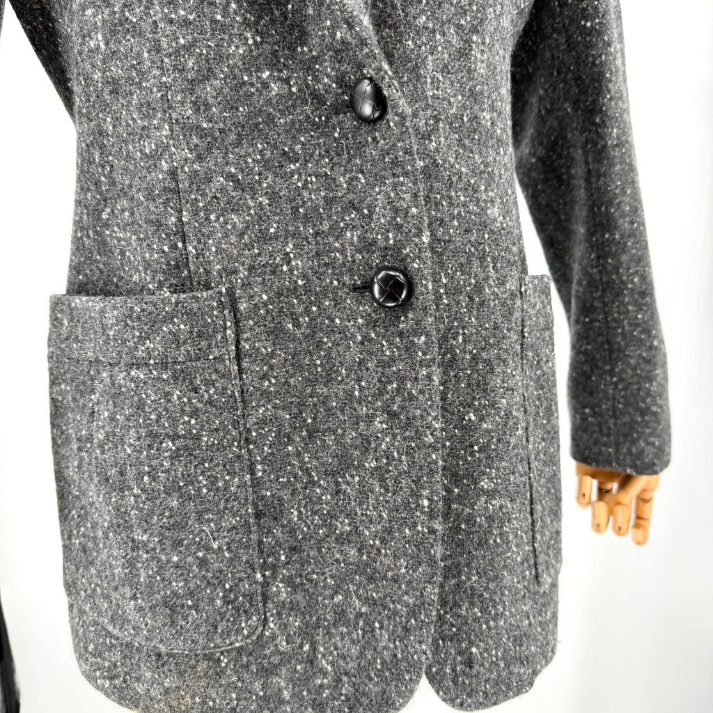 Vintage 90s Lauren Ralph Lauren Gray Speckled 100% Wool Academic Patch Blazer