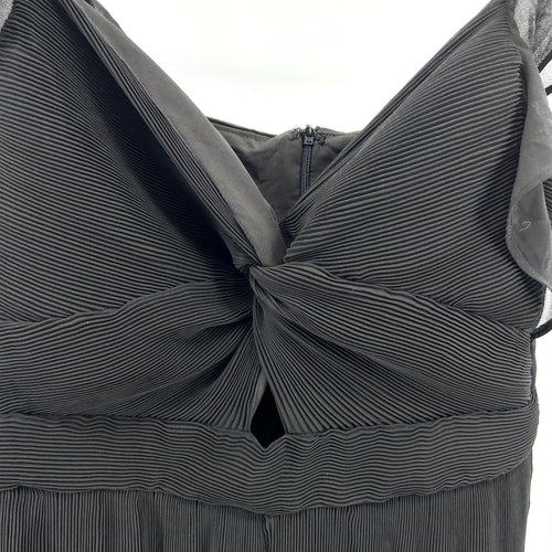 New ASTR The Label Black Chiffon Micro Pleat Ruffle Sleeve Wide Leg Jumpsuit