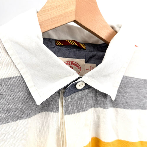 Brooks Brothers Red Fleece White Multicolored Striped 100% Cotton Polo Shirt