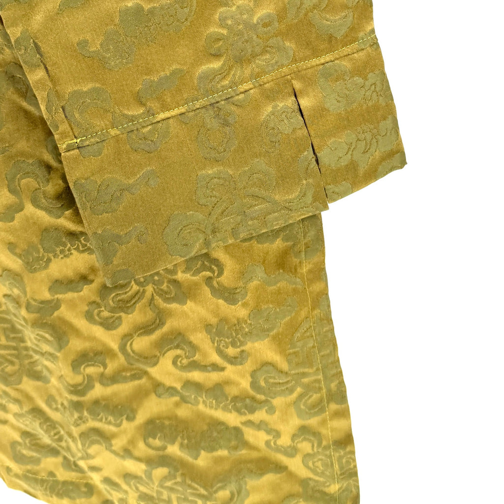 Olive Green Silk Blend Satin Brocade Longline Tunic Jacket
