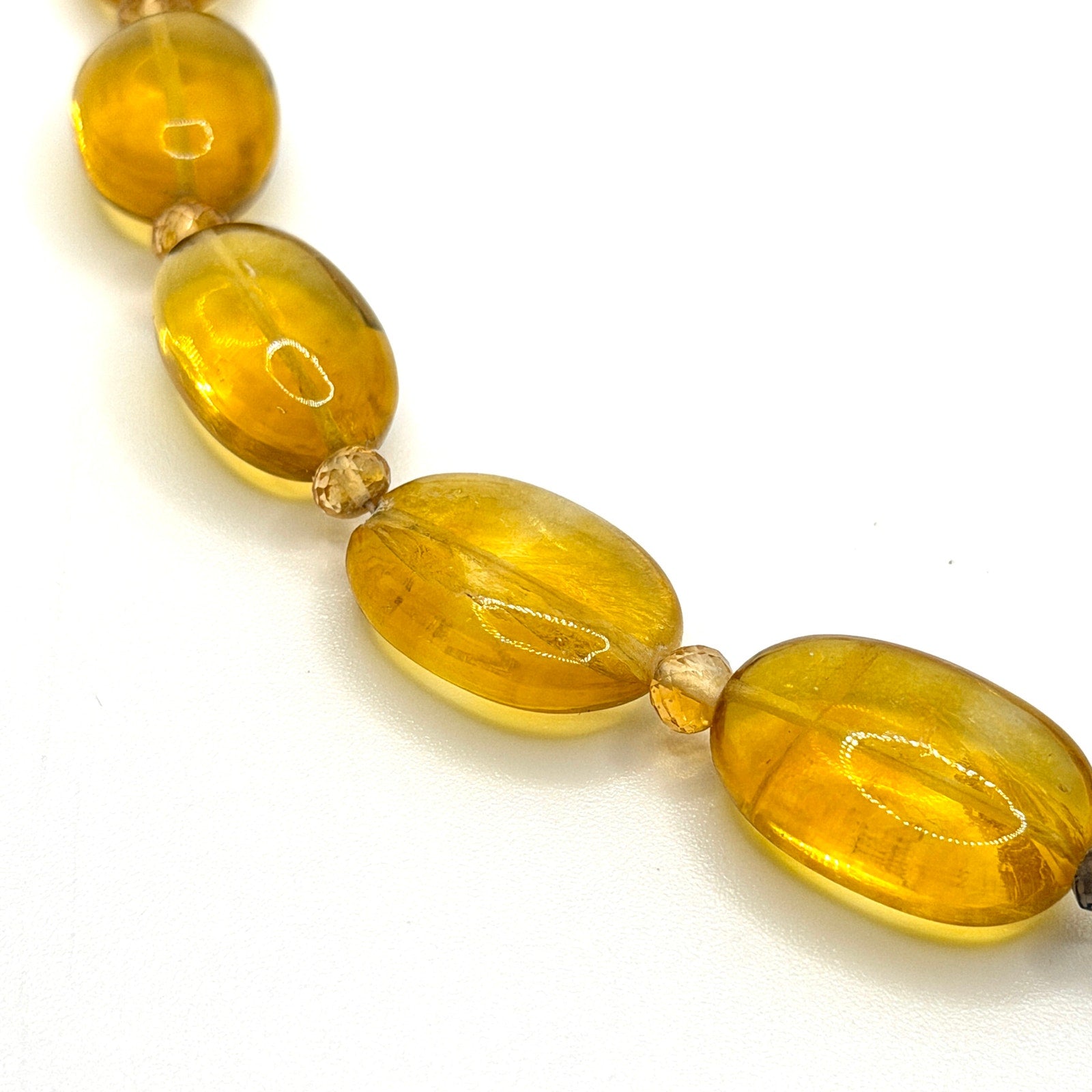 Vintage 90s Honey Citrine Quartz Smoky Quartz Hammered Toggle Statement Necklace