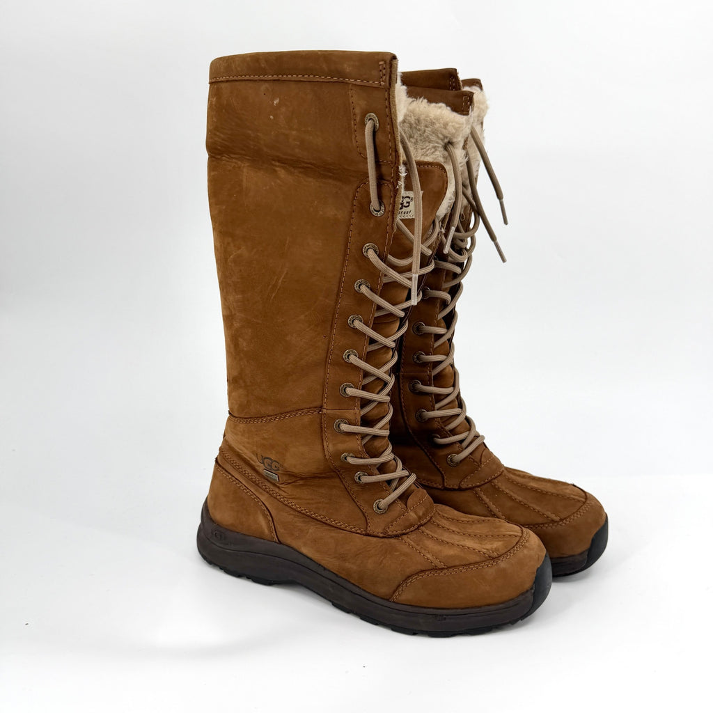 UGG Chestnut Brown Genuine Suede Waterproof Winter Lace Up Boots