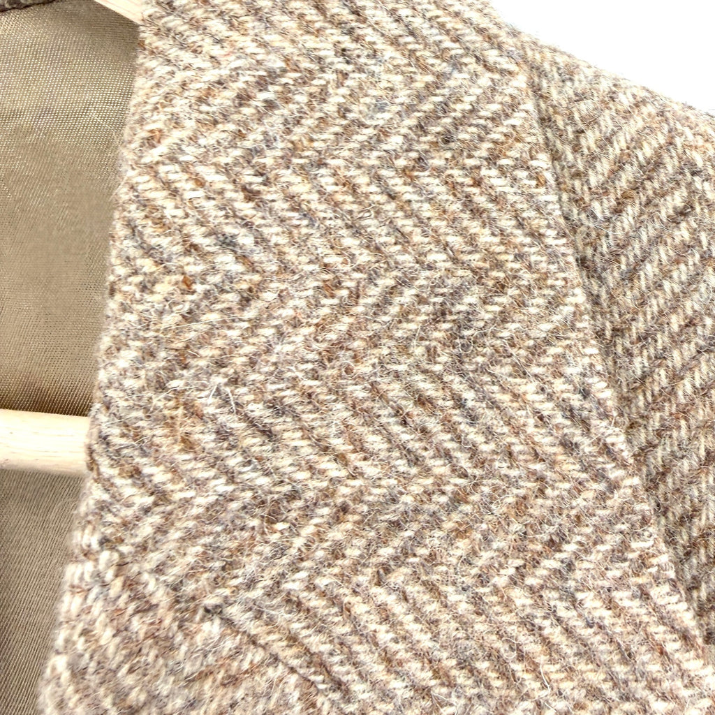 Vintage 80s Anderson Little Tan 100% Wool Herringbone Tweed Blazer Jacket