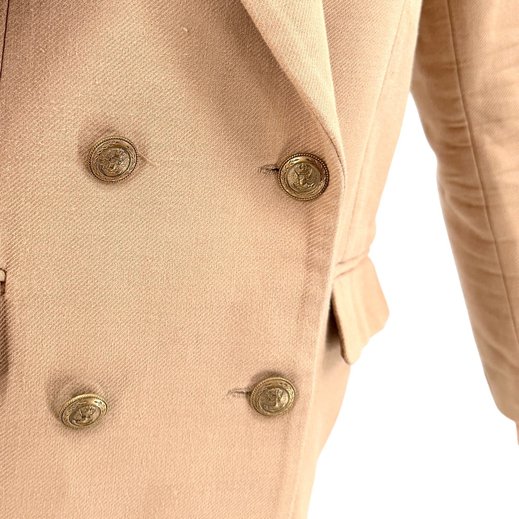 Tara Jarmon Beige Camel 100% Cotton Double Breasted Coat