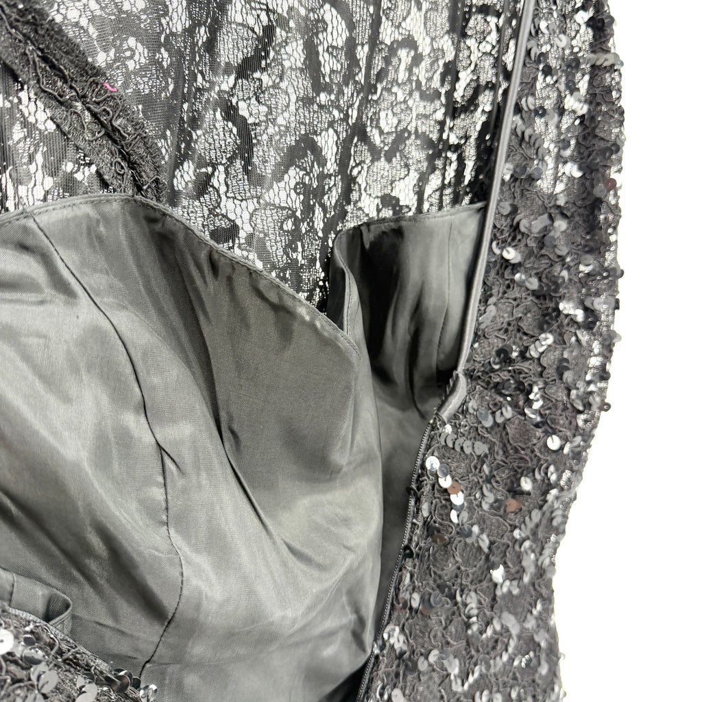 Vintage 80s Morton Myles Black Sequin Formal Glam Cocktail Dress