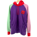 Teddy Fresh Purple Colorblock 100% Cotton Streetwear Patchwork HoodieStreet style swagger