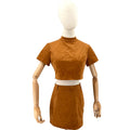New JW PEI Brown Faux Suede Two Piece Crop Top Mini Skirt Set