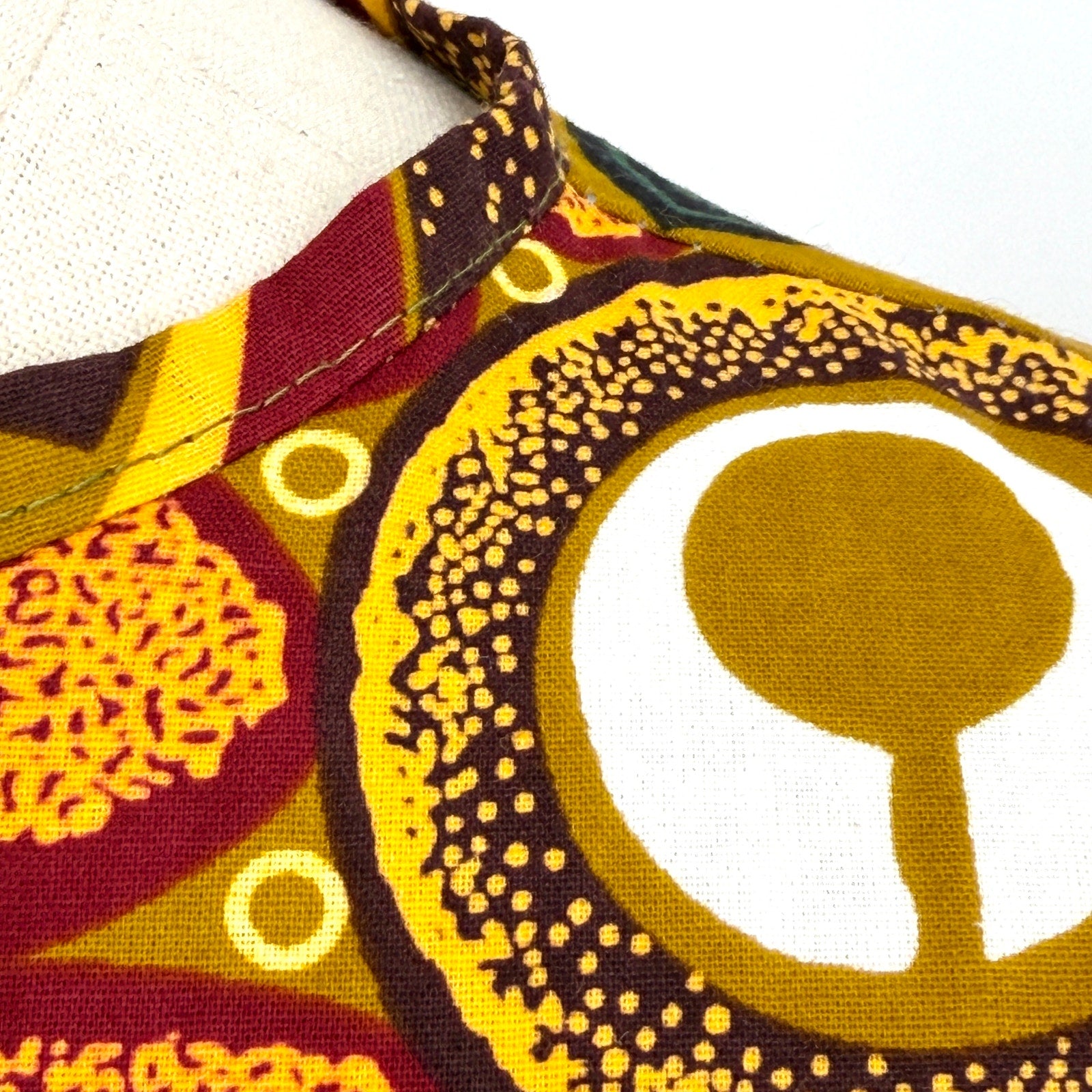 Grass-fields Olive Green Ocher 100% Cotton African Print Bell Sleeve Mini Dress