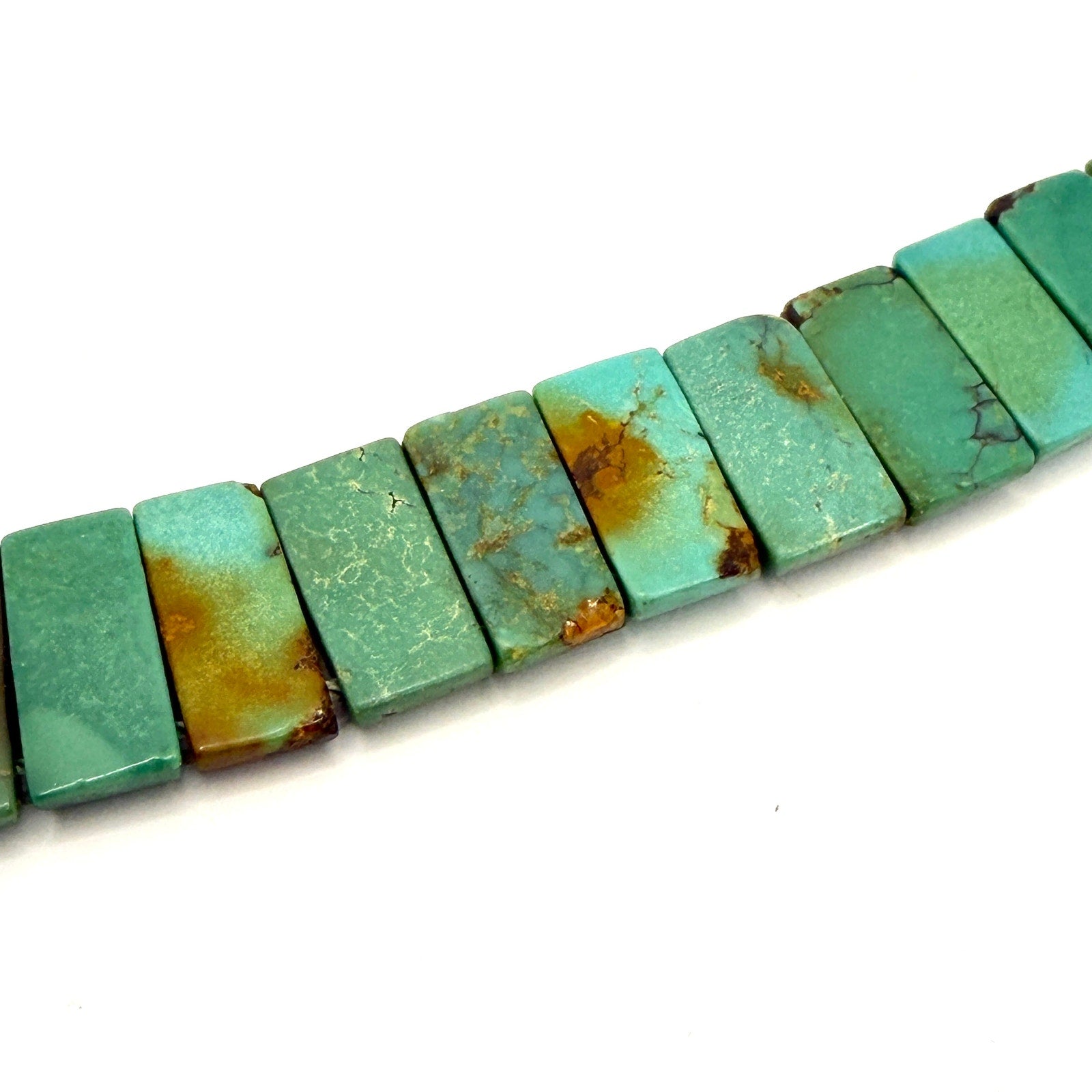 Vintage 90s Genuine Turquoise Slab Cupid Charm Toggle Bracelet