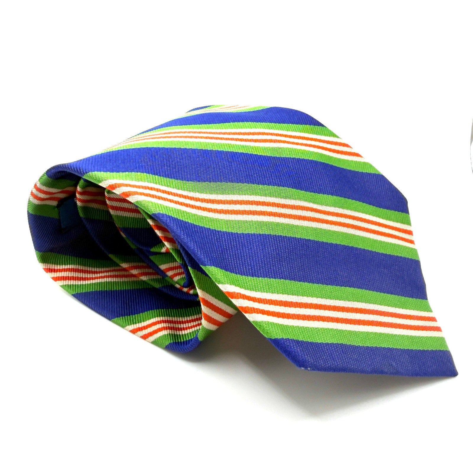 MINT Vintage 90s Polo Ralph Lauren Blue Green 100% Silk Preppy Stripe Necktie