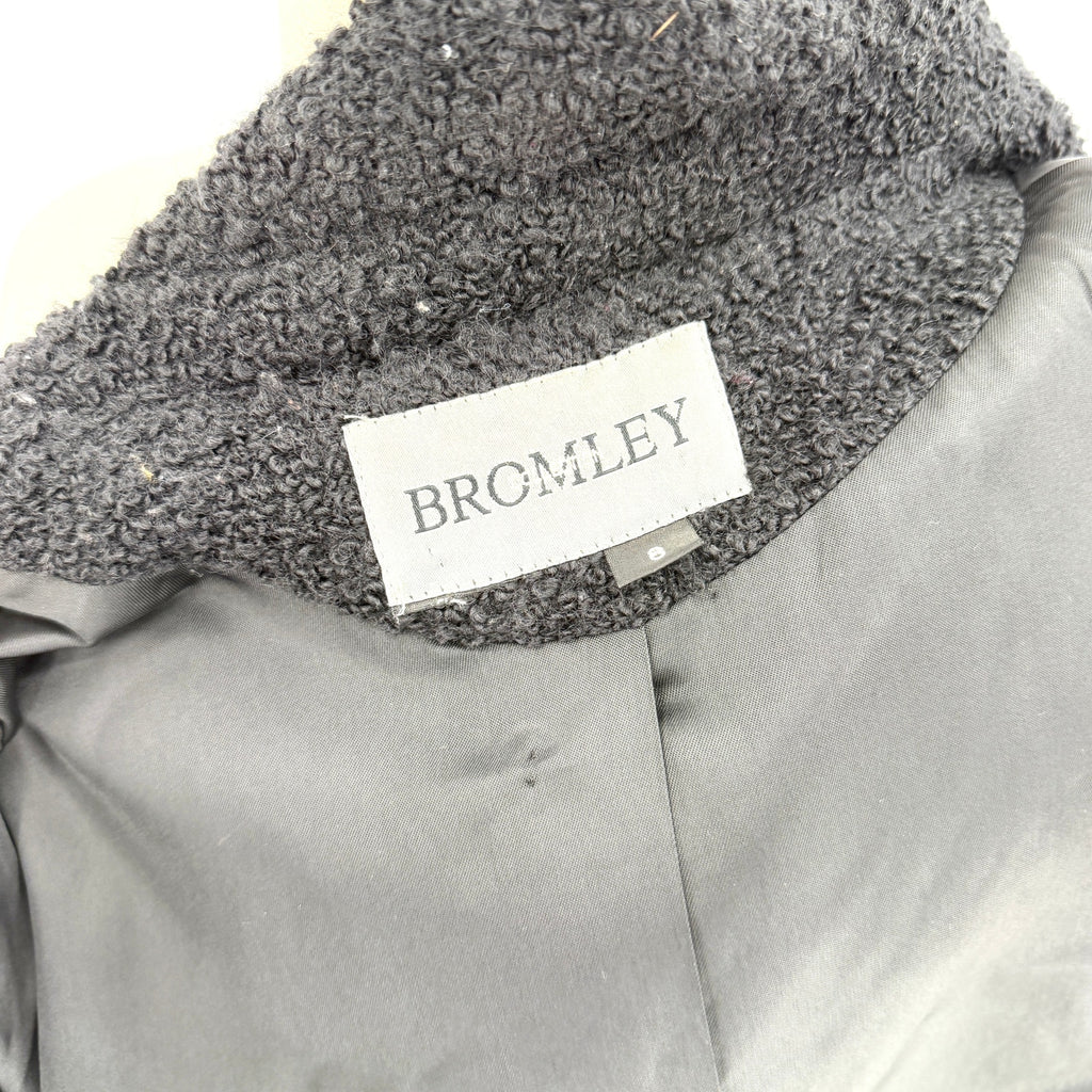 Vintage 90s Bromley Collection Black Boucle Crest Button Coat Jacket