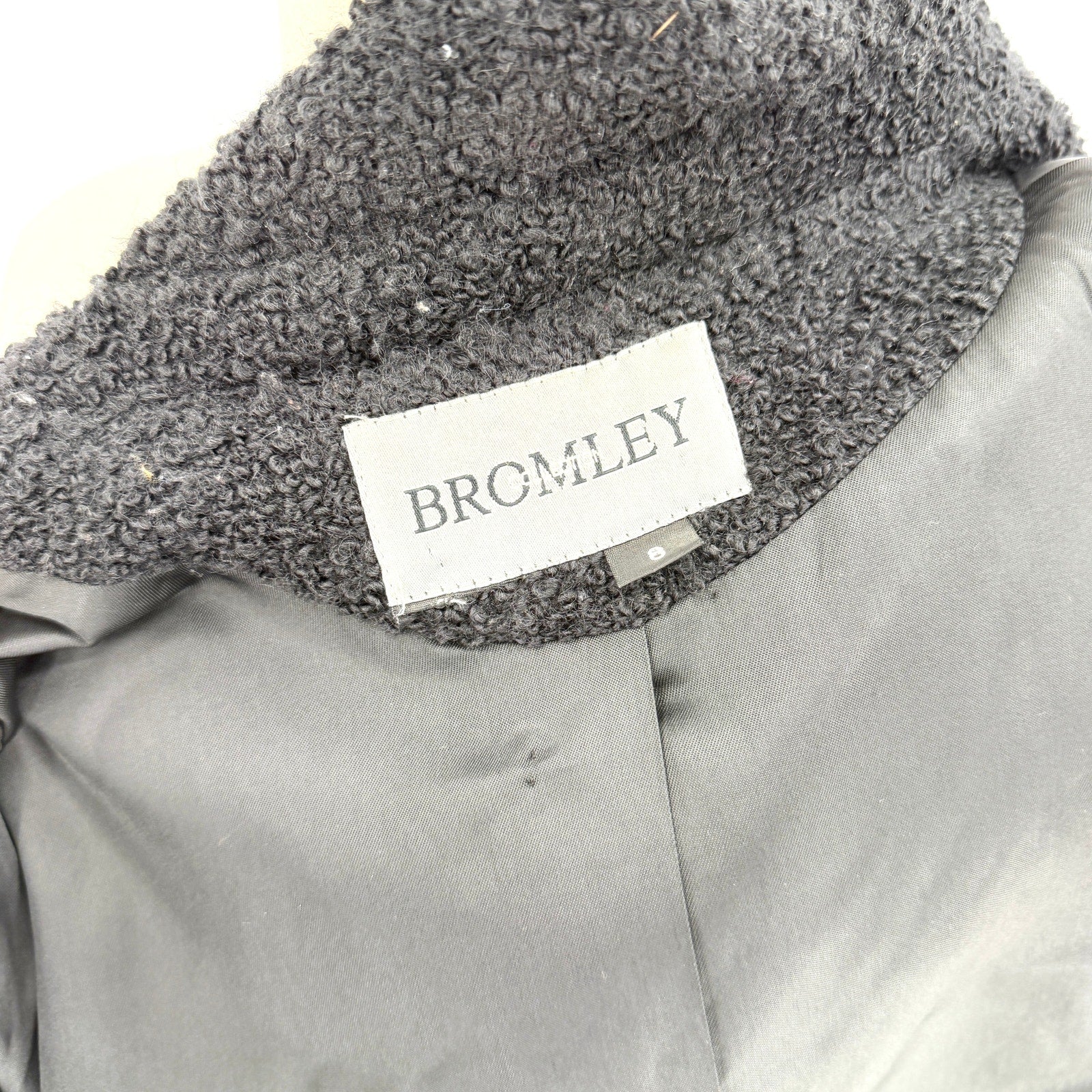 Vintage 90s Bromley Collection Black Boucle Crest Button Coat Jacket