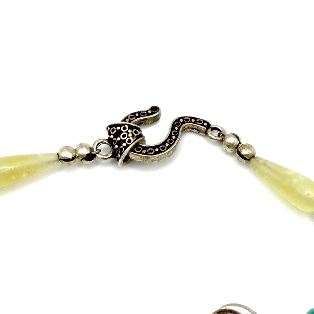 Vintage 90s Chunky Turquoise Yellow Jade Southwestern Statement Set