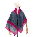 Vintage 70s Glentex Made in Japan Pink Paisley Oversized Square Scarf
