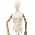 Vintage 90s ICE Ivory Mesh Lace Floral Embroidered Tie-Back Vest
