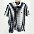 Y2K Nautica Navy White Striped Classic Fit Cotton Polo Shirt