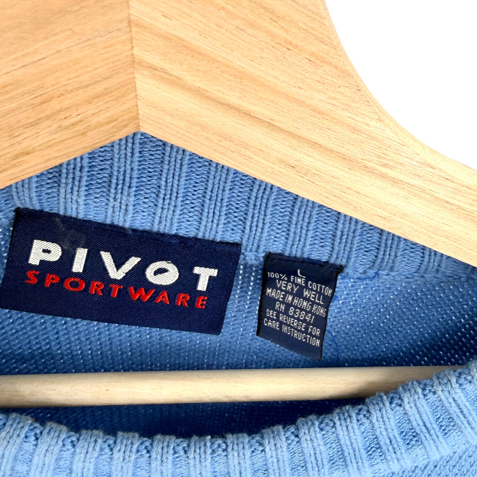 Vintage 90s Pivot Sportware Blue 100% Cotton Novelty Golf Crewneck Sweater