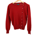 Vintage 80s Gitano Red Romantic Puff Sleeve Asymmetric Cardigan Blouse