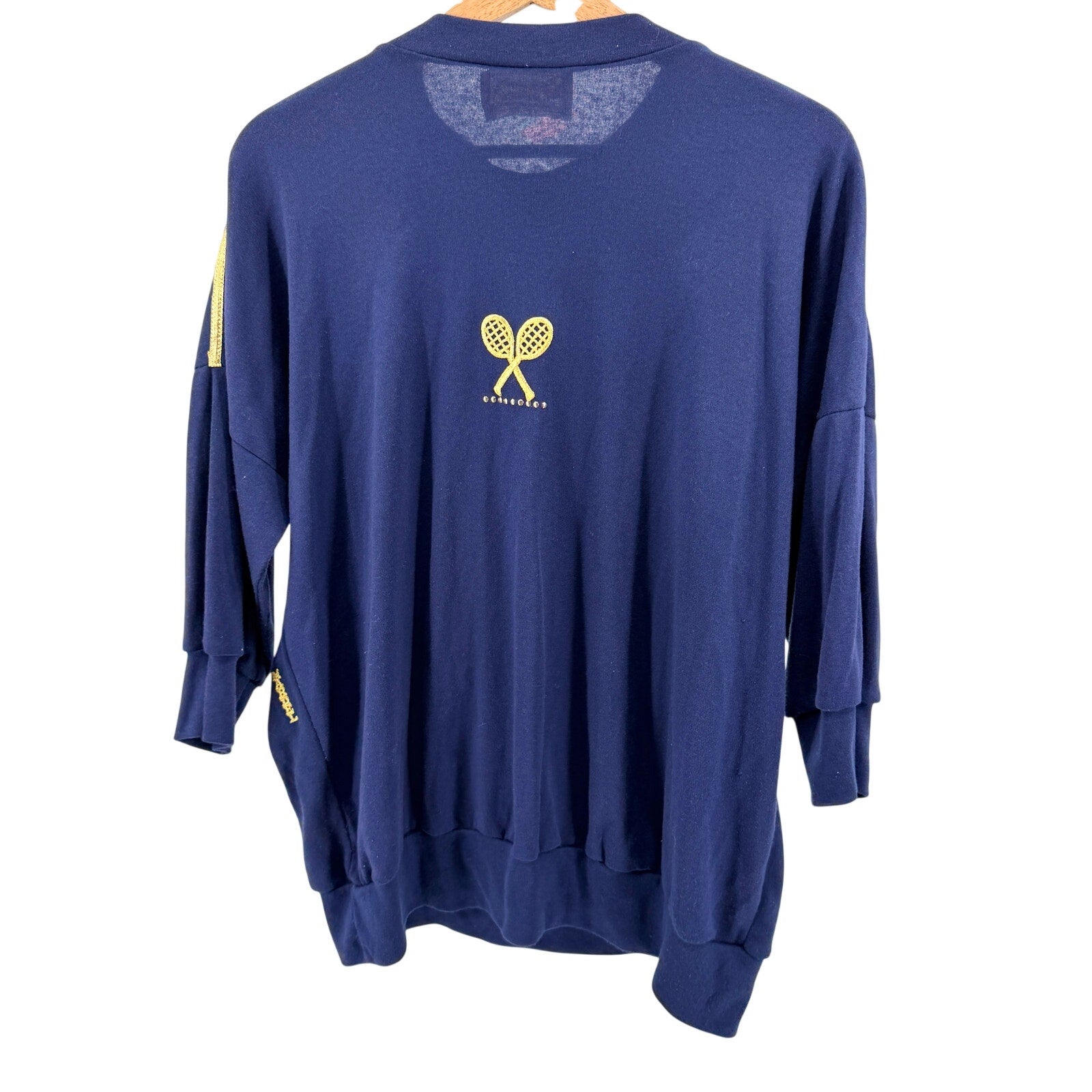Vintage 80s Mardel Tennis Beaded Embroidered Jersey Long Sleeve Tee