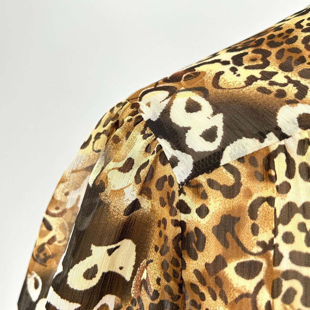 Essentials by Milano Leopard Print Sheer Peplum Blouse