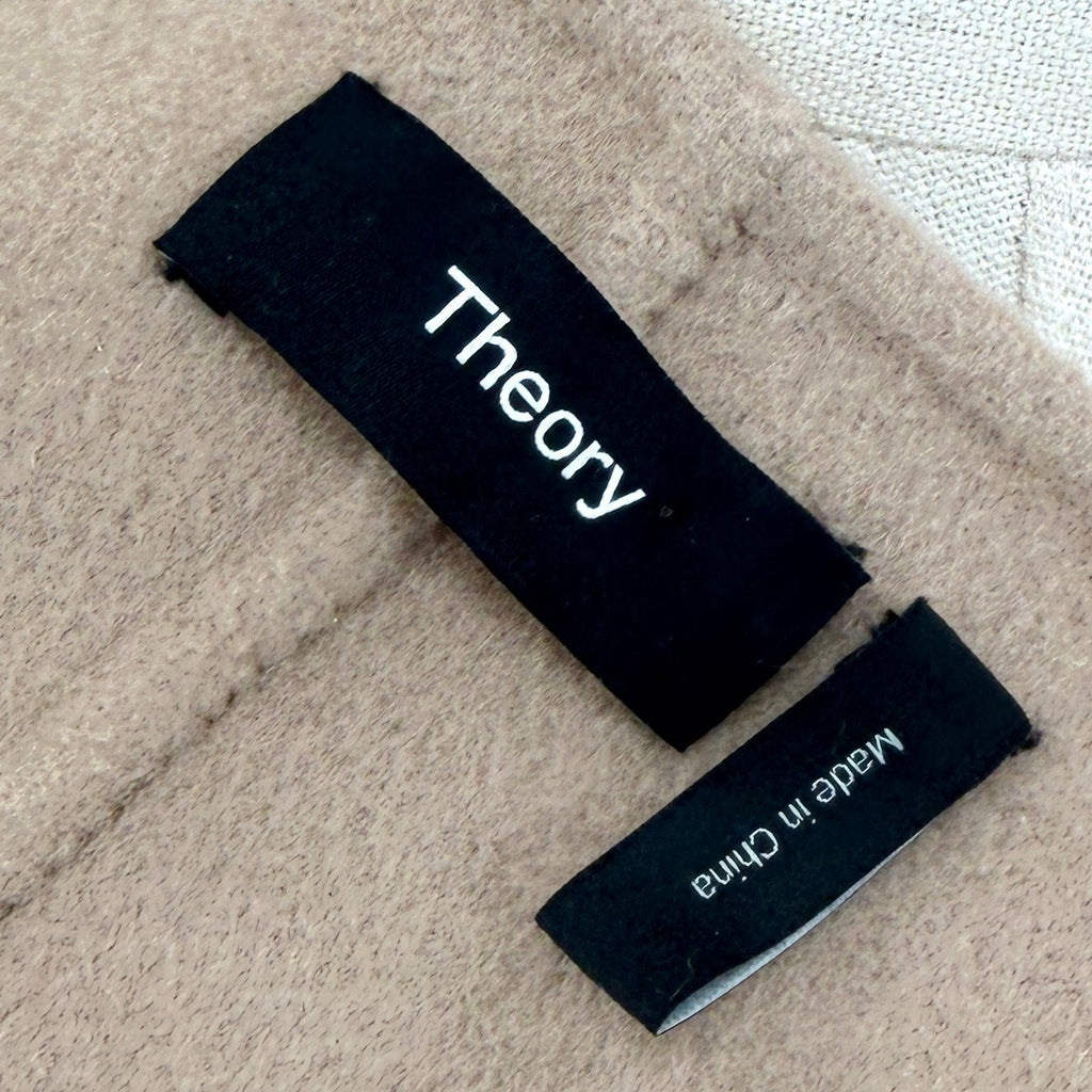 Theory Beige Cashmere Wool Minimalist Luxe Cropped Collarless Jacket