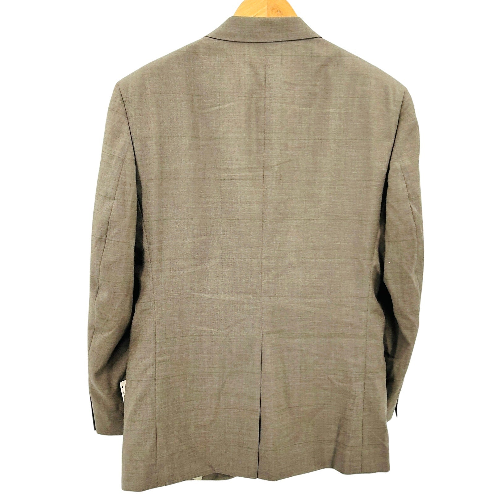 NWT Vintage 90s Halston Wool Blend Taupe Windowpane Two Button Blazer Jacket