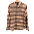 Eddie Bauer Brown Red Yellow Striped 100% Cotton Flannel Workshirt
