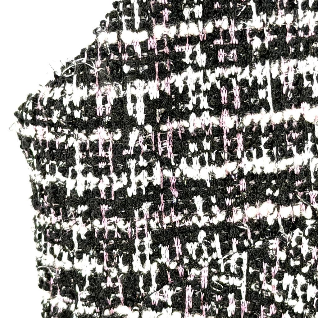 Aqua Black and Pink Tweed Metallic Fit and Flare Mini Dress
