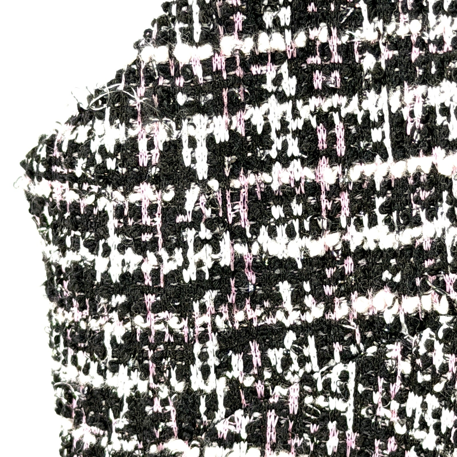 Aqua Black and Pink Tweed Metallic Fit and Flare Mini Dress