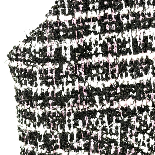 Aqua Black and Pink Tweed Metallic Fit and Flare Mini Dress