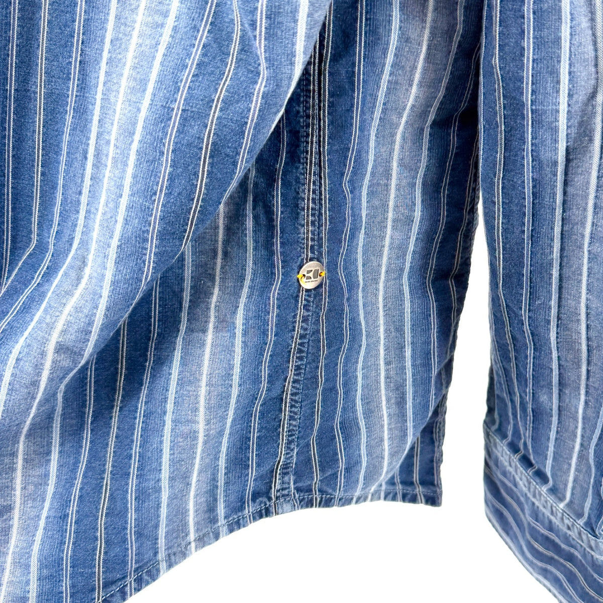 Hugo Boss Orange Blue Striped Cotton Denim Chambray Shirt