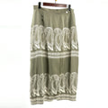 Halston Dusty Sage 100% Silk Paisley Print Fully Lined Maxi Wrap Skirt