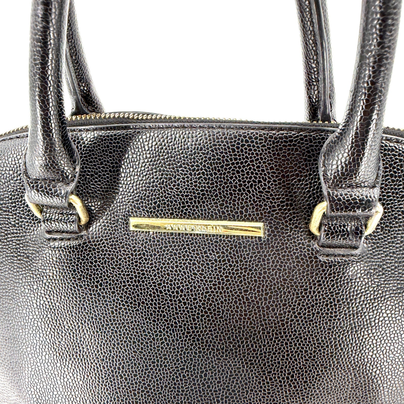 Vintage Y2K Anne Klein Black Minimalist Structured Top Handle Doctor Bag
