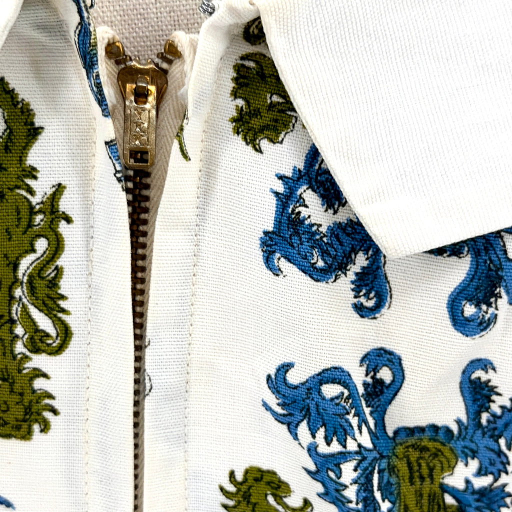 Vintage 60s Custom Made White Blue Crest Portrait Collar Mini Dress