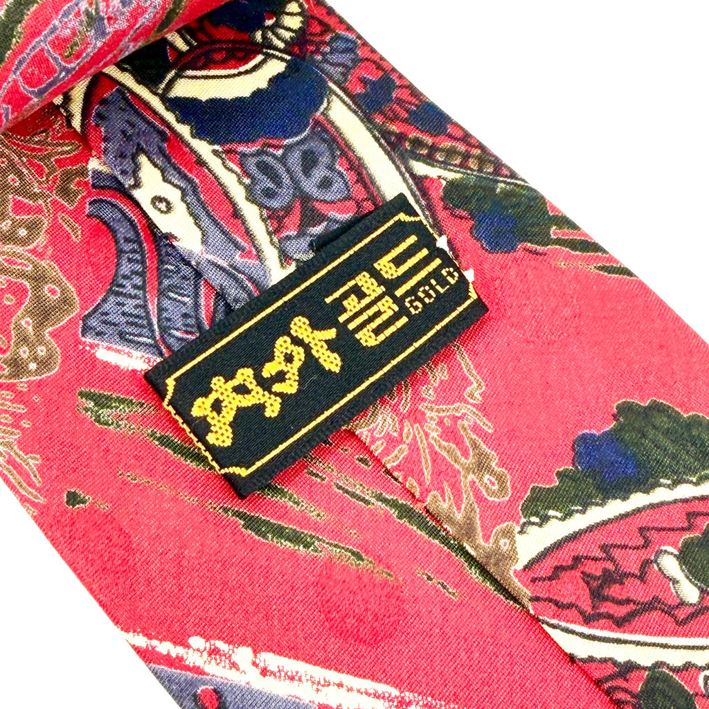 Vintage 90s Red Blue Paisley Patchwork Necktie