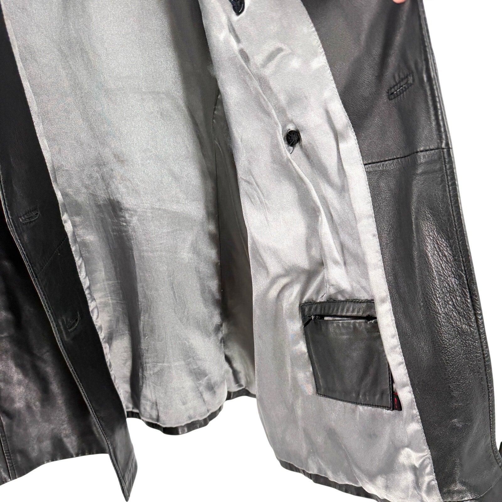 Vintage 90s Guess Mod Black Genuine Leather Double-Breasted Jacket