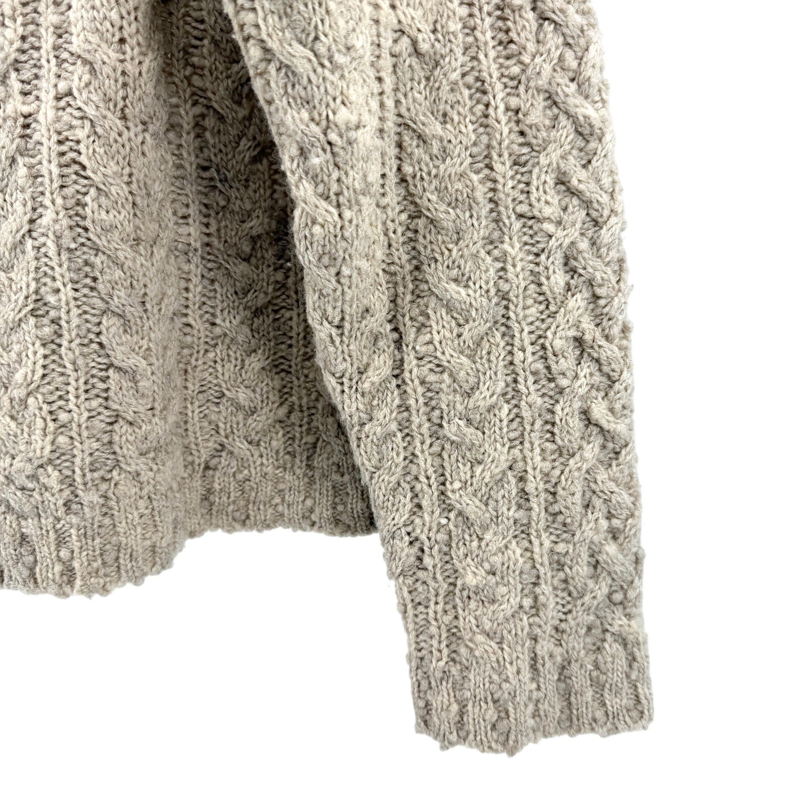 Vintage 90s J.Crew Oatmeal Cable Knit Funnel Neck Sweater