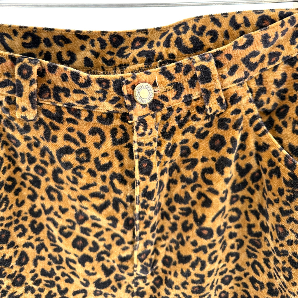 Vintage 90s Jones New York Brown 100% Cotton Velvet Leopard Jacket Pants Set