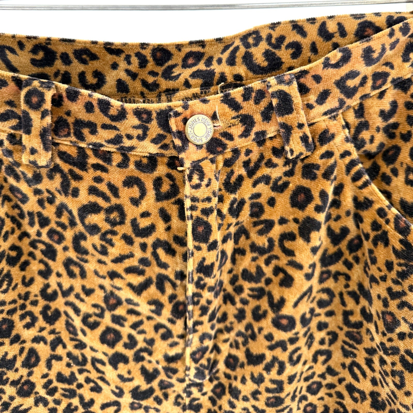 Vintage 90s Jones New York Brown 100% Cotton Velvet Leopard Jacket Pants Set